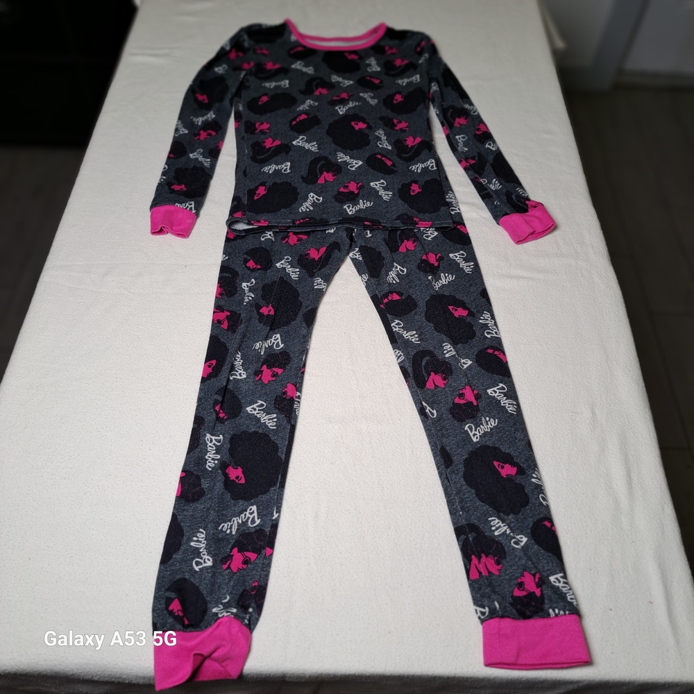 Barbie Gray and Hot Pink Girls' Two-Piece Pajama Set